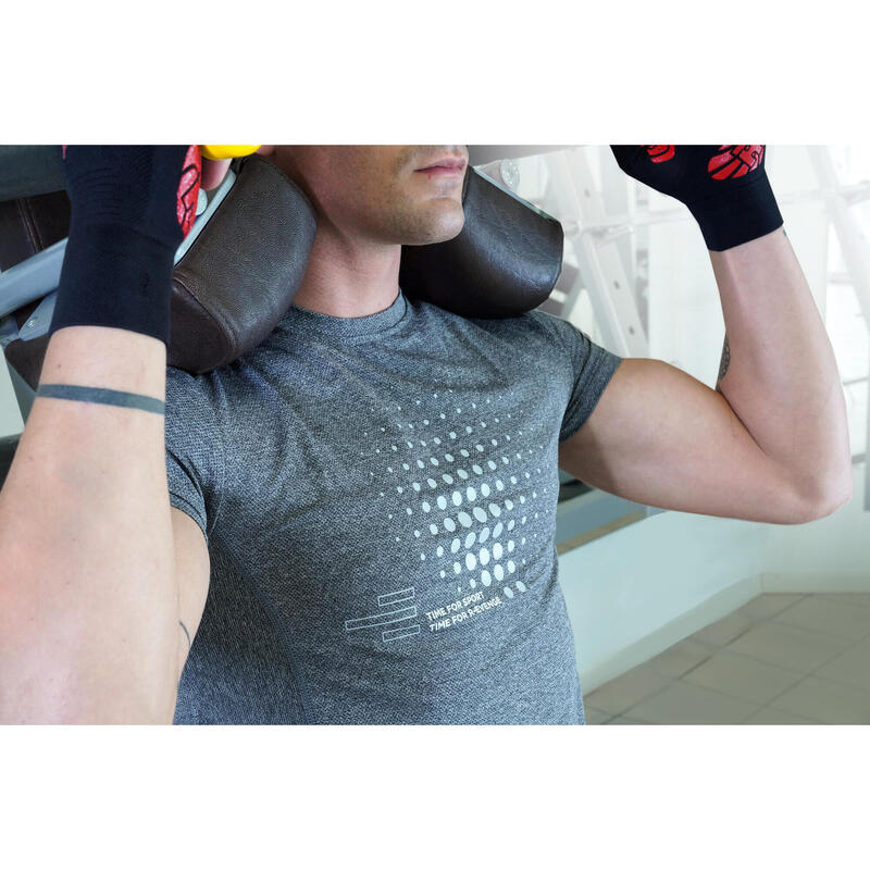 Tricou tehnic cu mânecă scurtă pentru bărbați Fitness Running Cardio Blue