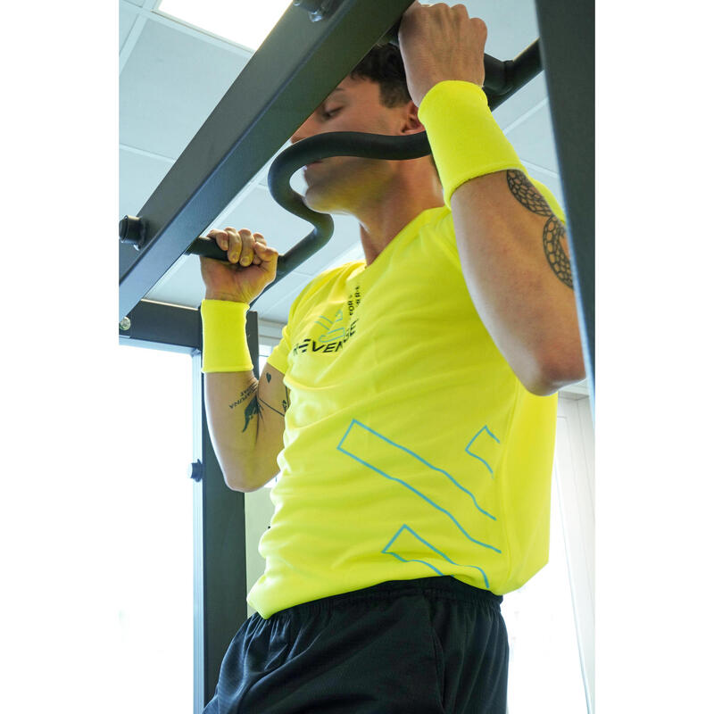 Tricou galben pentru bărbați Fitness Running Cardio cu mânecă scurtă