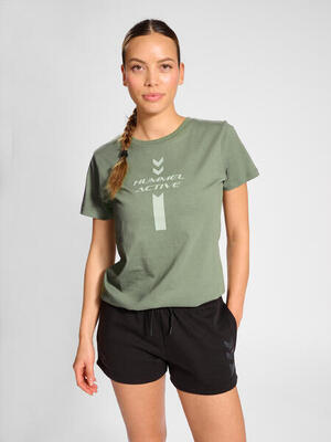 Maglietta donna in cotone con grafica Hummel Active