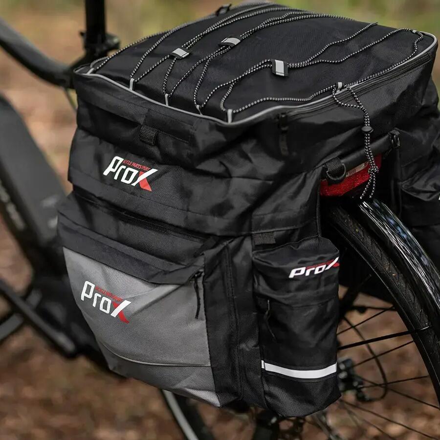 Waterproof Double Pannier Bags - 43L - Black/Grey - Rain Cover