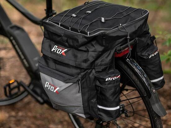 Sacoches doubles - Imperméables - Sacoches 43 litres - Noir/Gris - Housse de plu