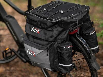 Dubbele fietstassen - waterdicht - 43 liter fietstas - zwart/grijs - regenhoes