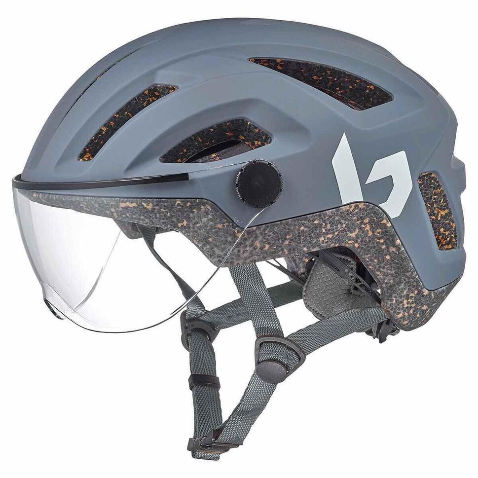 Kask rowerowy miejski „Eco React Visor”, matowy, chłodny szary