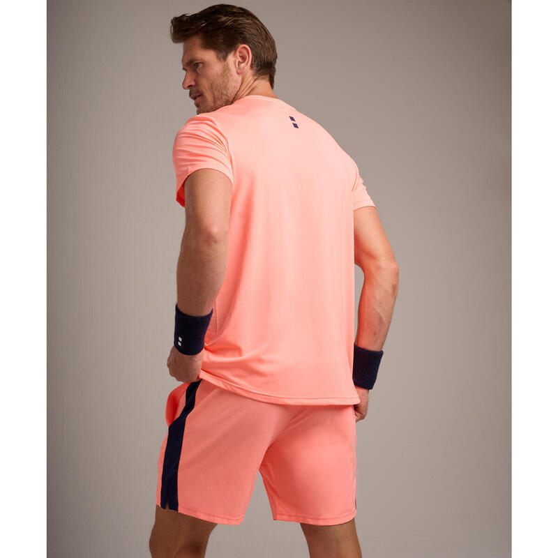 Performance Tennis/Padel T-shirt Heren Melon/Marineblauw