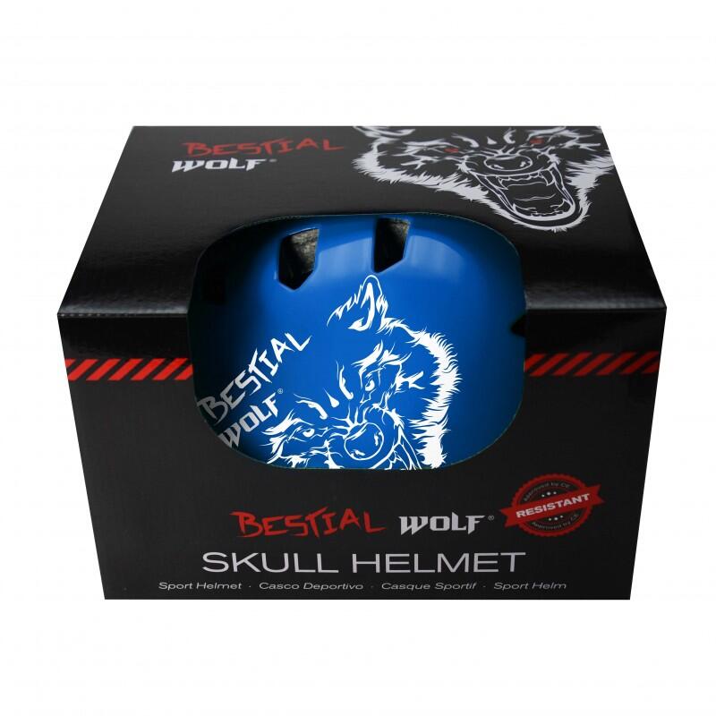 Universele unisex helm Bestial Wolf Skullblueb blauw