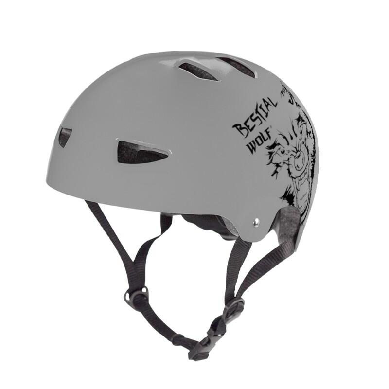 Universele unisex helm Bestial Wolf Skullgreyb grijs