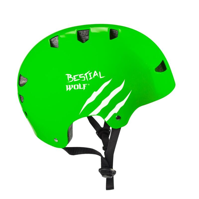 SKULLGREENB CASCO  BESTIAL WOLF UNIVERSALE COLORE VERDE SATINATO