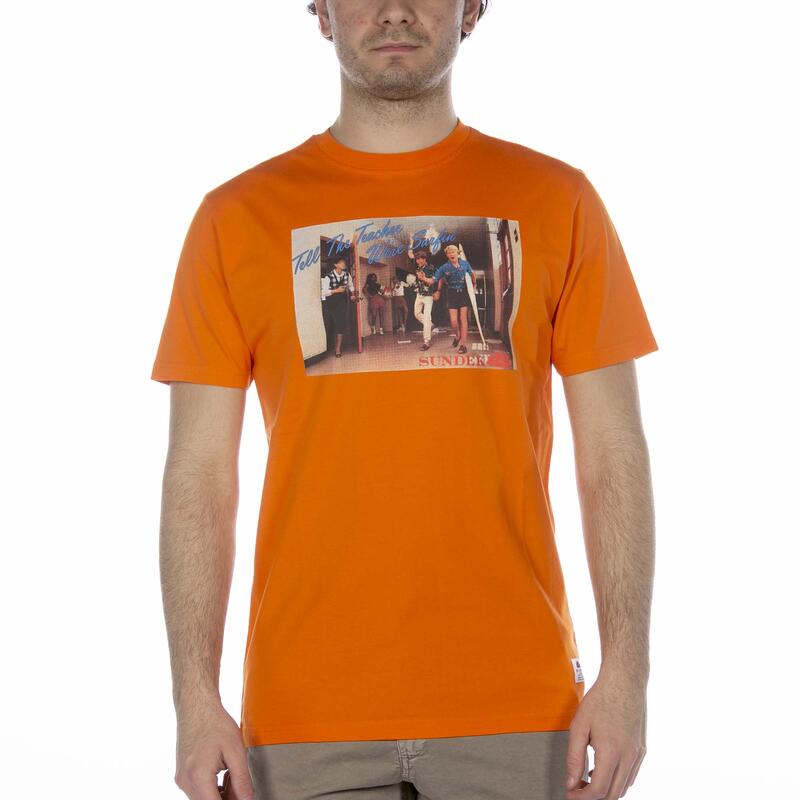 T-Shirt Orange Imprimé Sundek Adulte