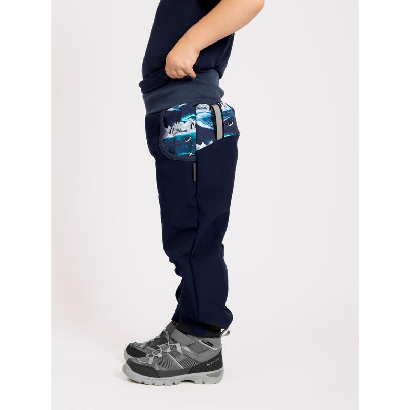 Dětské softshellové kalhoty s fleecem Basic, Tm. Modročerná, Tučňáci