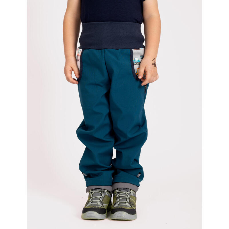 Dětské softshellové kalhoty s fleecem Basic, Kobaltová, Bagry