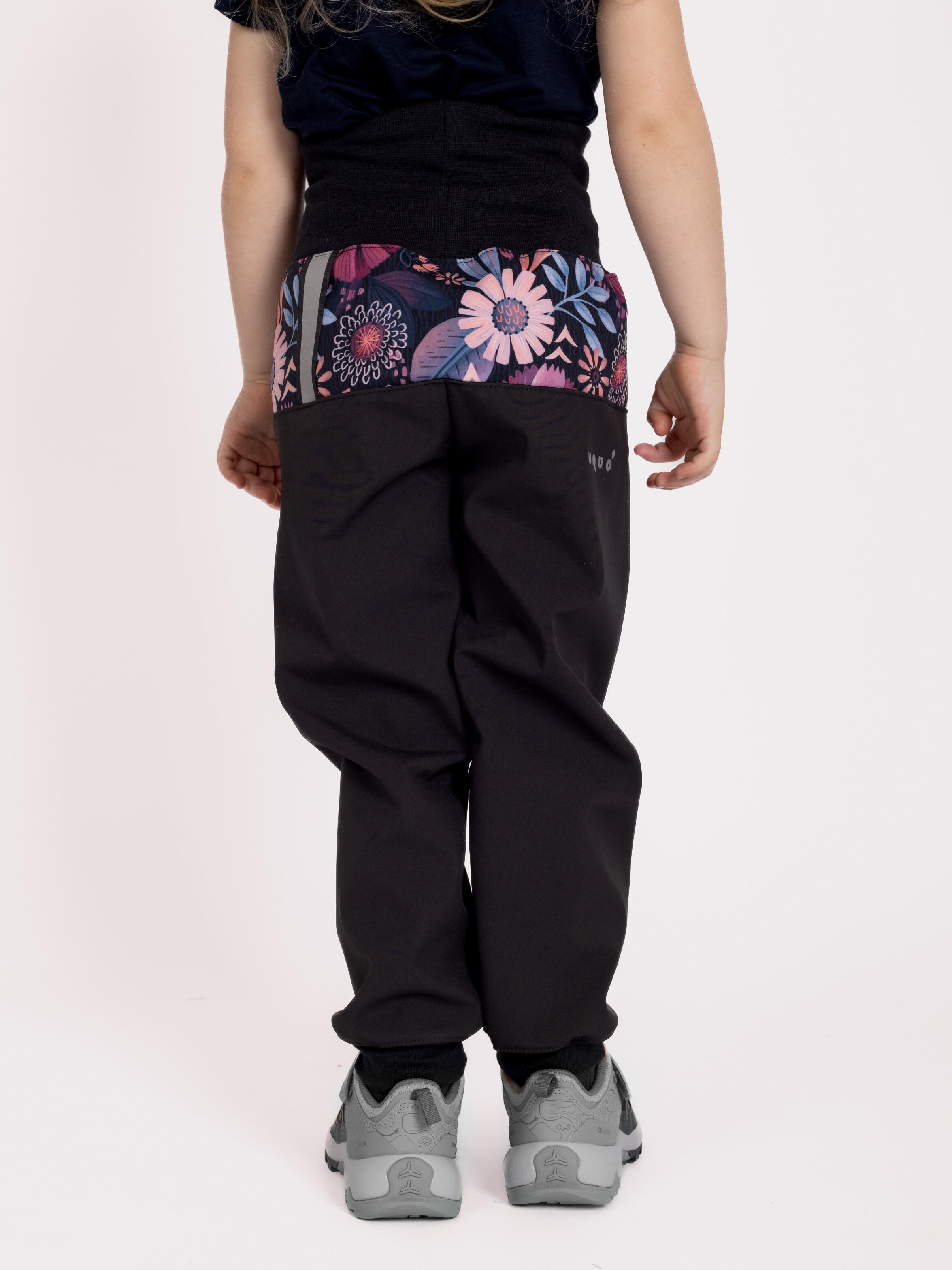 Softshell-Hose mit Fleece für Kleinkinder Basic, Schwarz, Magische Blumen 4/7
