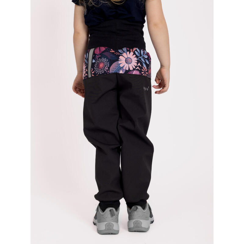 Batolecí softshellové kalhoty s fleecem Basic, Černá, Kouzelné květiny