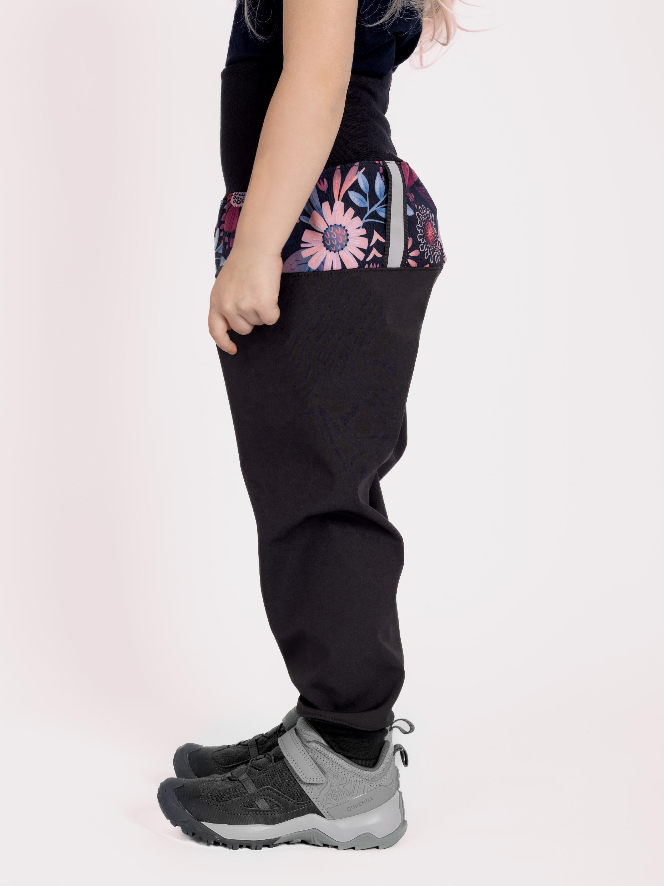 Softshell-Hose mit Fleece für Kleinkinder Basic, Schwarz, Magische Blumen 3/7