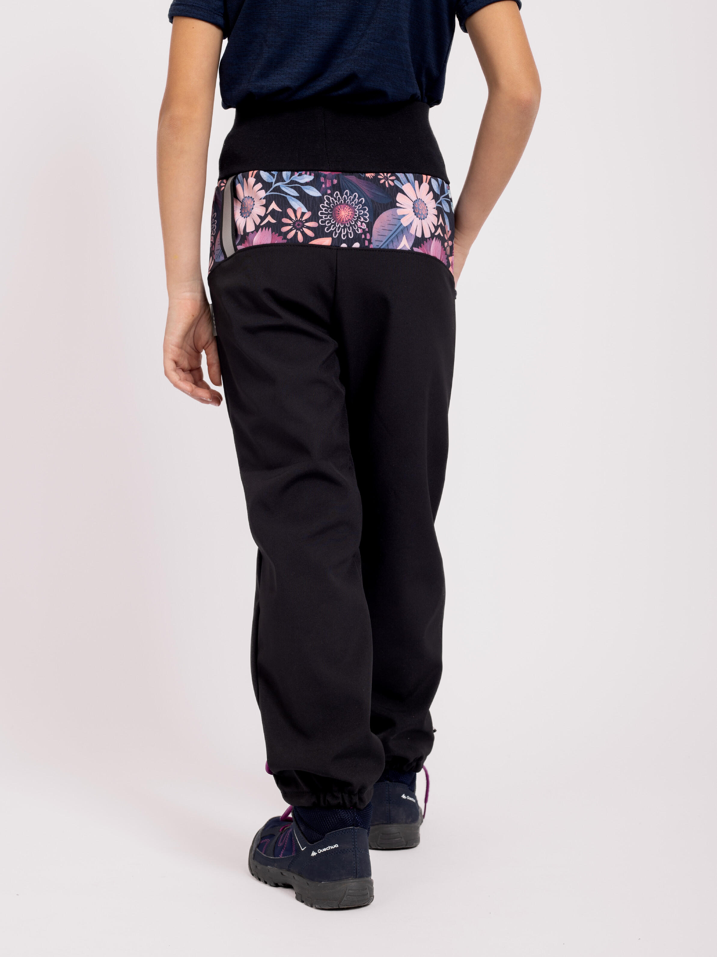 Softshell-Hose mit Fleece für Kinder Basic, Schwarz, Magische Blumen 4/7