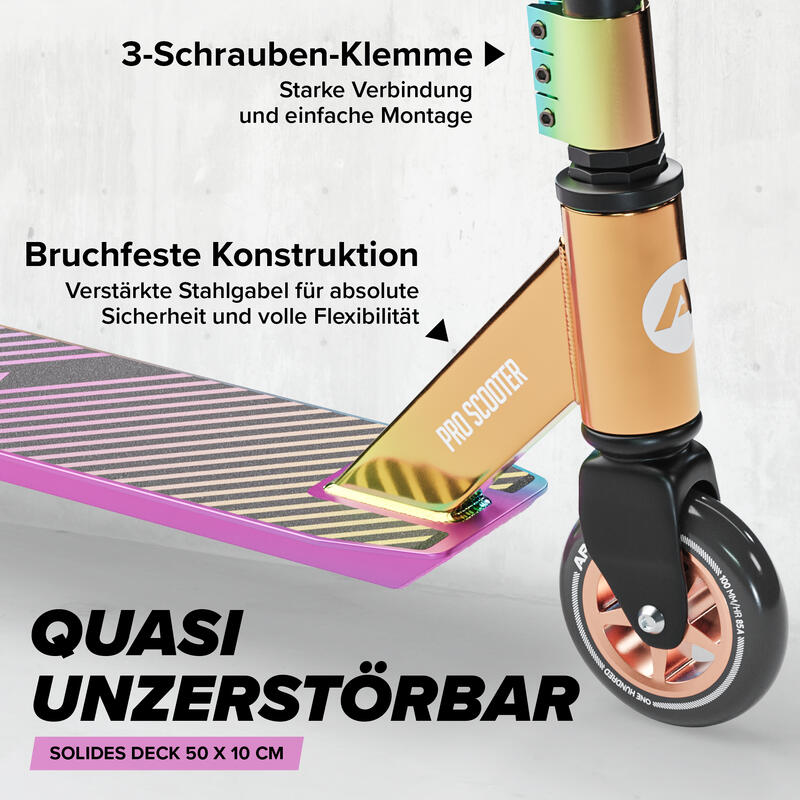 Stunt Scooter - Genius Pro 4.0 - Robuster Kinder Scooter mit ABEC 9 Kugellager