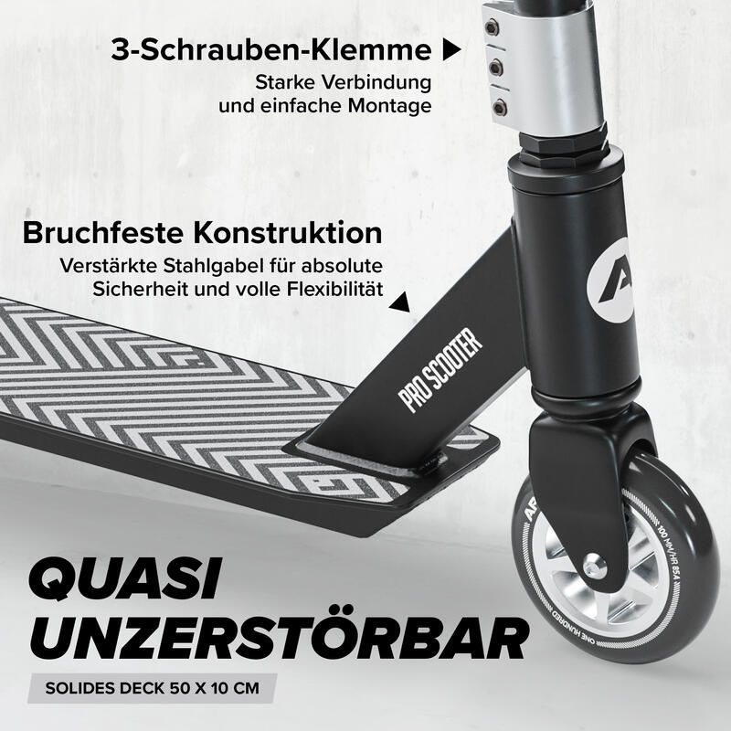 Stunt Scooter - Genius Pro 4.0 - Robuster Kinder Scooter mit ABEC 9 Kugellager