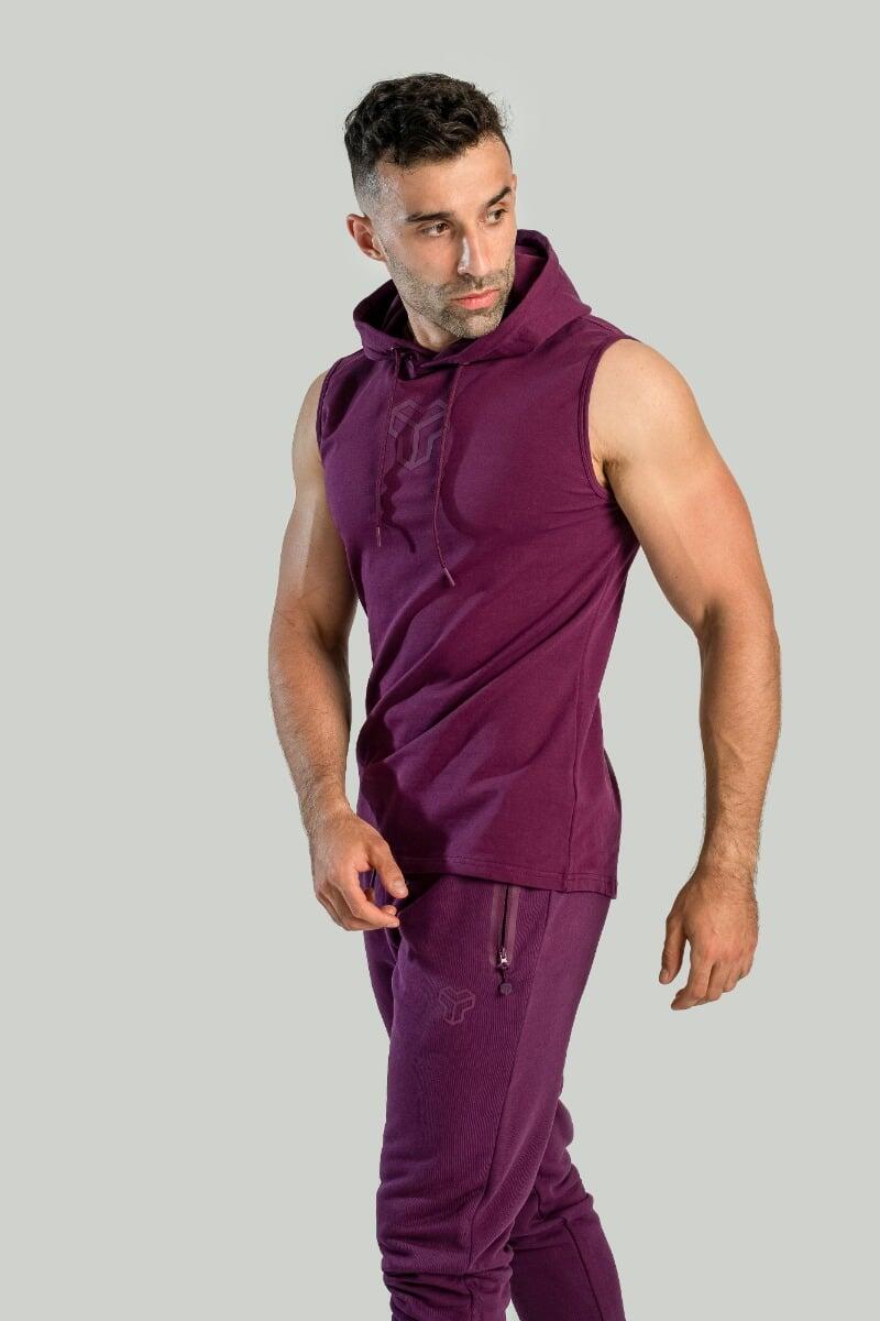 Uomo canotta con cappuccio aderente prugna Essential 3/7