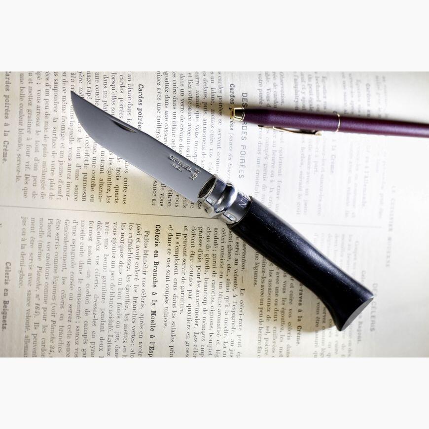 Couteau Opinel N°8 Ébène - Lame finition poliglace et manche en Ébène 2/5