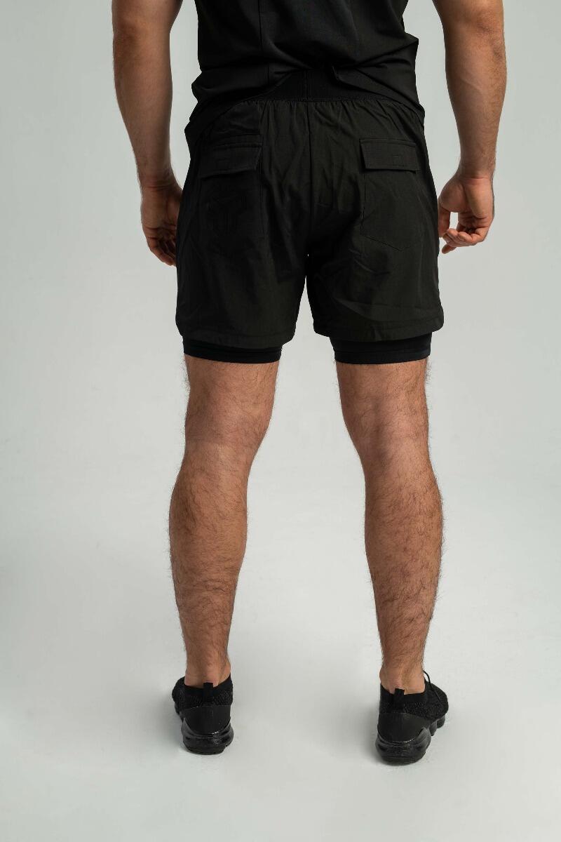 Uomo pantaloncini a doppio strato neri 3/7