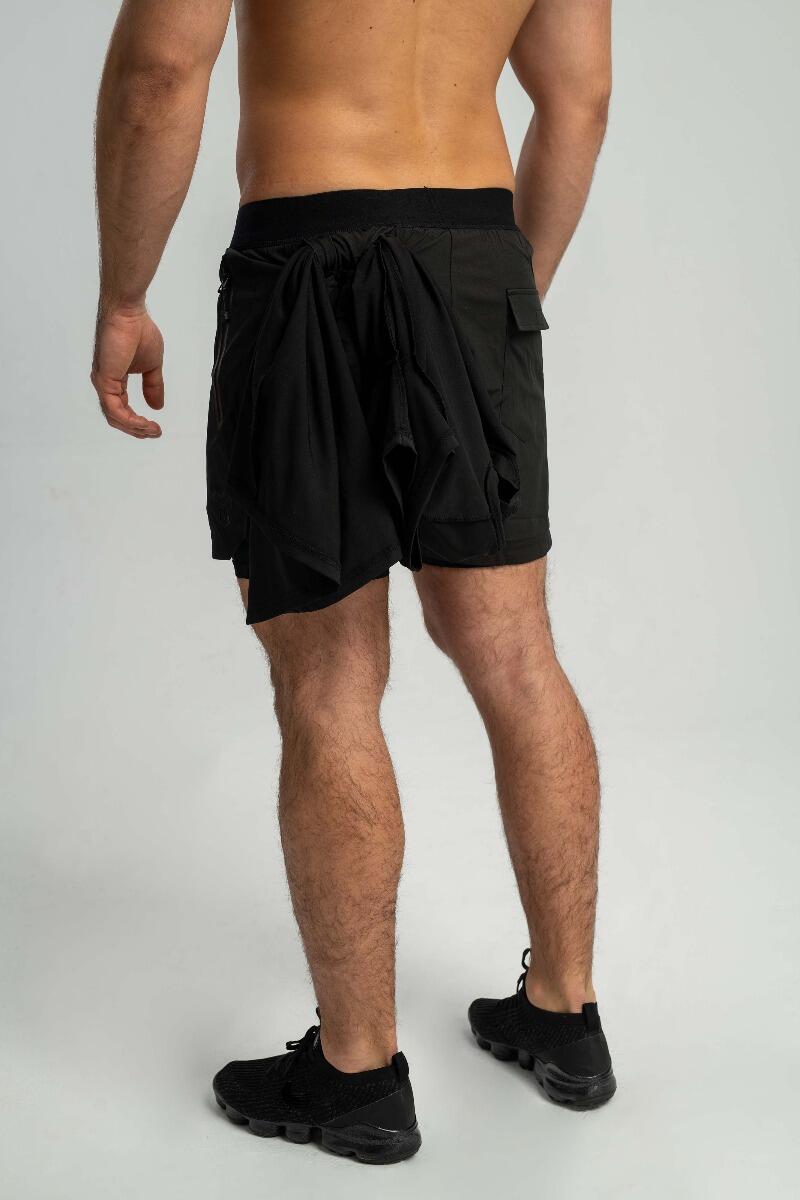 Uomo pantaloncini a doppio strato neri 5/7