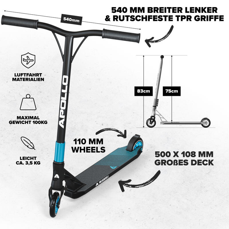 High End Stunt Scooter - Genesis Pro X - Stuntscooter mit ABEC 9 Kugellagern