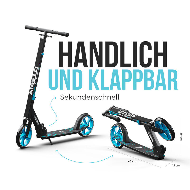 Klappbarer City Roller für Kinder - Phantom - höhenverstellbarer Tretroller