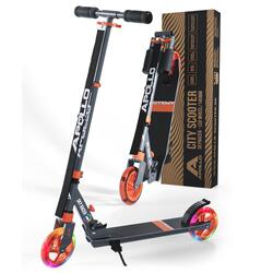 Trottinette Enfant/Ados SKYRACER, Roues LED, Pliable et Réglable - Orange