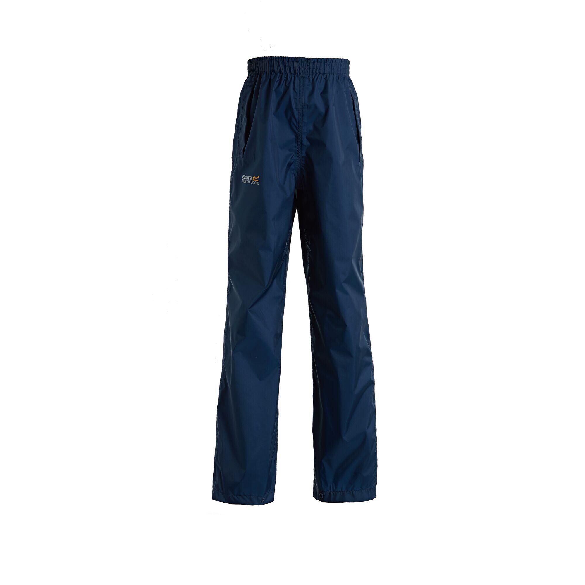 REGATTA Pack It Kids' Hiking Waterproof Overtrousers - Dark Blue