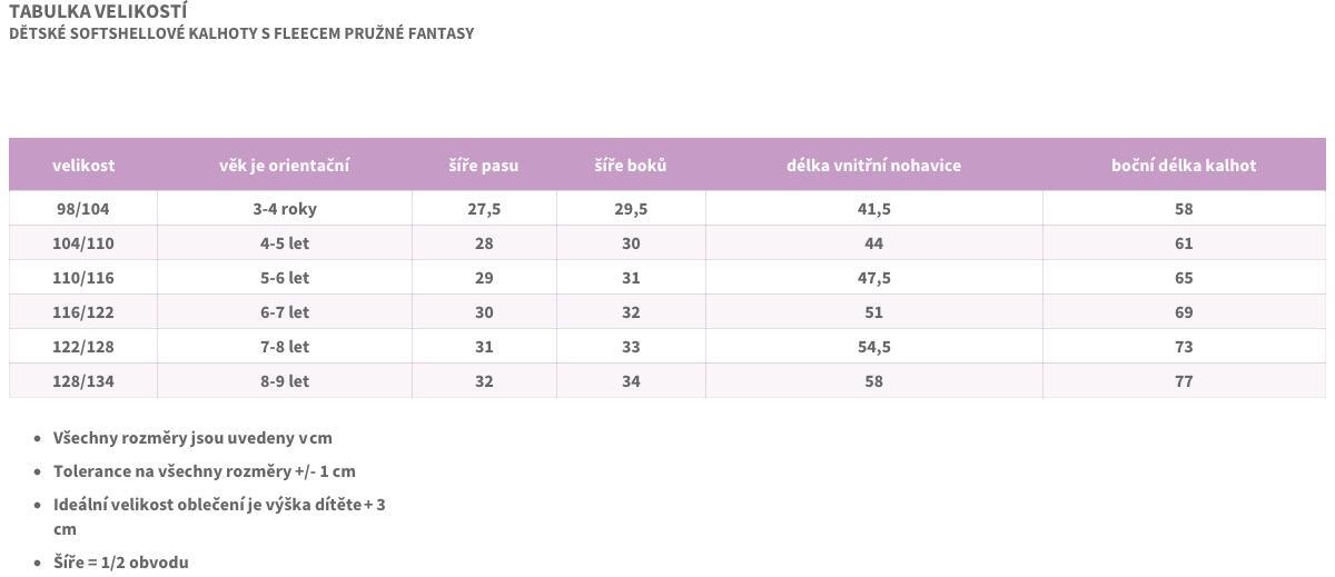 Dětské softshellové kalhoty s fleecem Fantasy 7/7