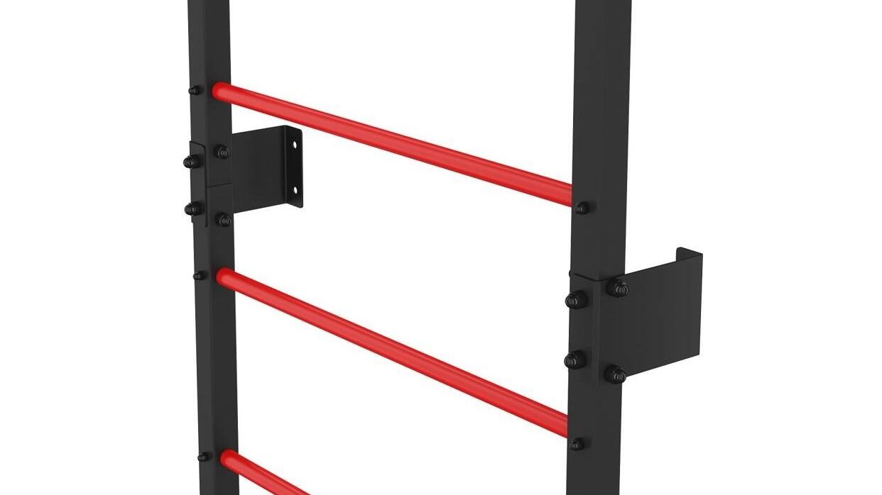 Drabinka gimnastyczna metalowa UNDERFIT 228 x 115 cm z drążkiem czerwona 5/6