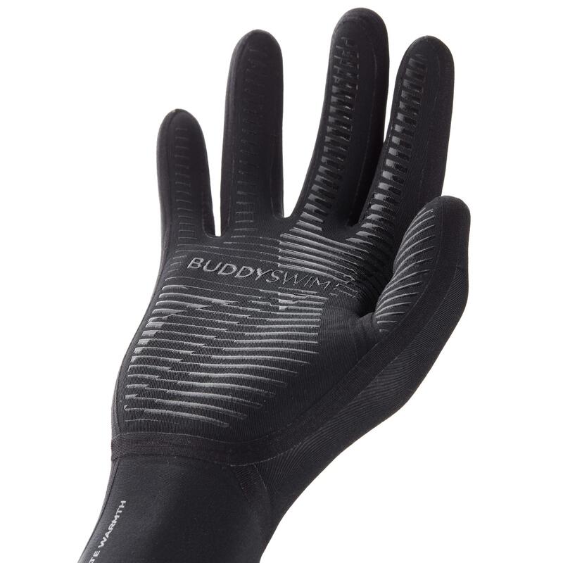 Guantes de Neopreno 2.5 mm Natación en Aguas Abiertas Buddyswim negro.