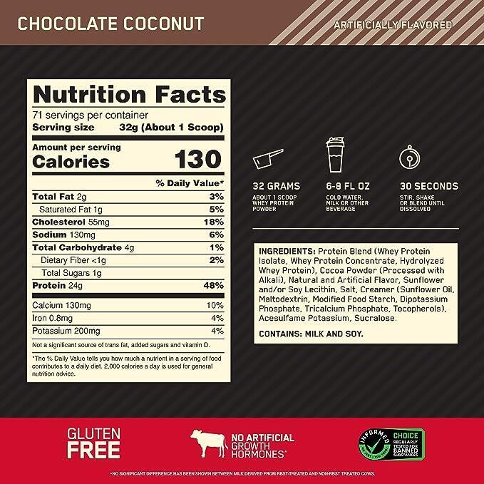 Gold Standard Whey Protein 5lbs - Chocolate Coconut