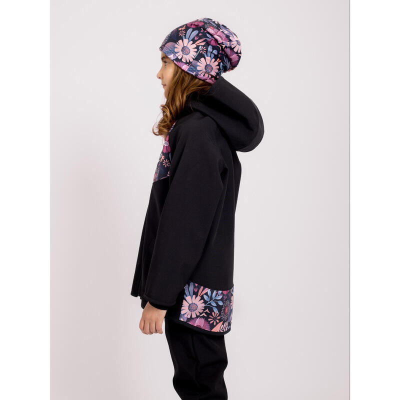 Dětská softshellová bunda s fleecem Basic, Černá, Kouzelné květiny