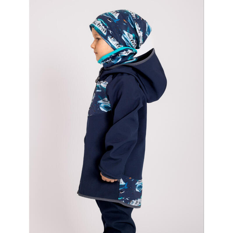 Dětská softshellová bunda s fleecem Basic, Tm. Modročerná, Tučňáci