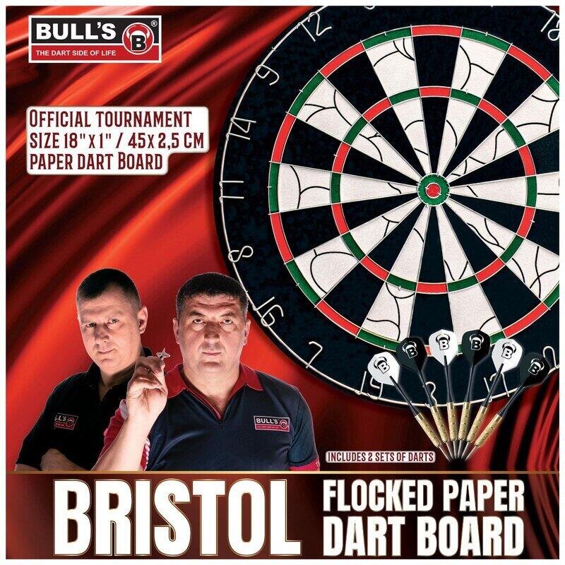 BULL'S Bristol Flocked Paper Dartboard 2/3