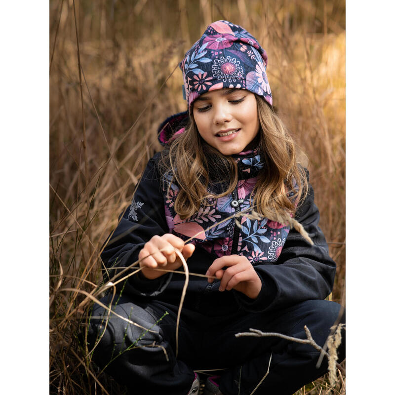 Dětská softshellová bunda s fleecem Basic, Černá, Kouzelné květiny