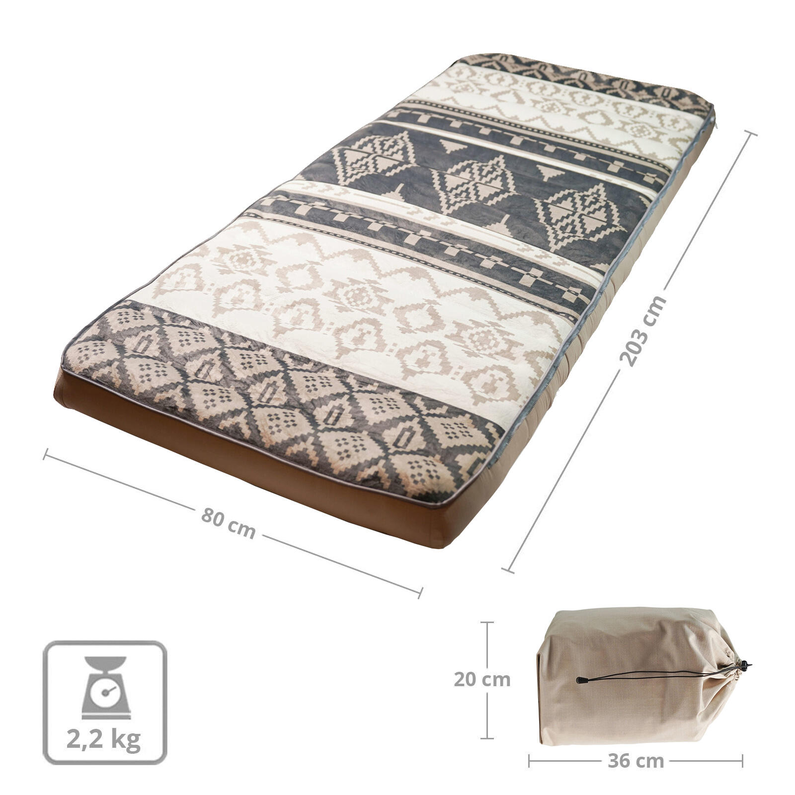 Camping Lit gonflable Chatou Print Matelas Lit Coton 2/6