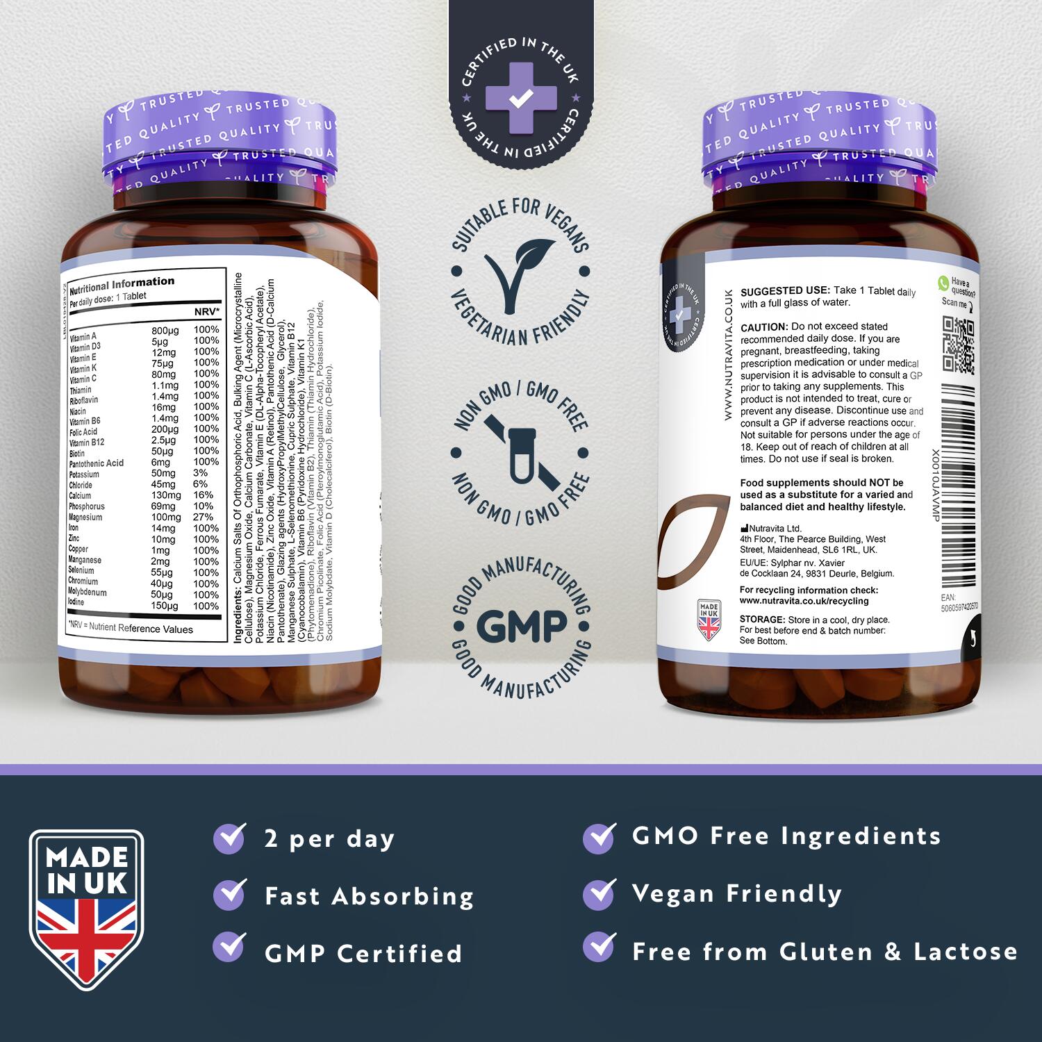 NUTRAVITA Multivitamin Tablets for Men & Women with 26 Key Vitamins & Minerals NUTRAVITA Decathlon