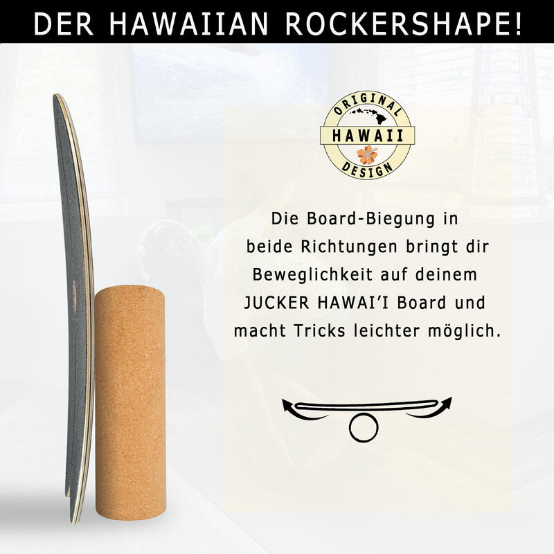 JUCKER HAWAII Balance Board Ocean Rocker Blue inkl. Rolle und Korkmatte