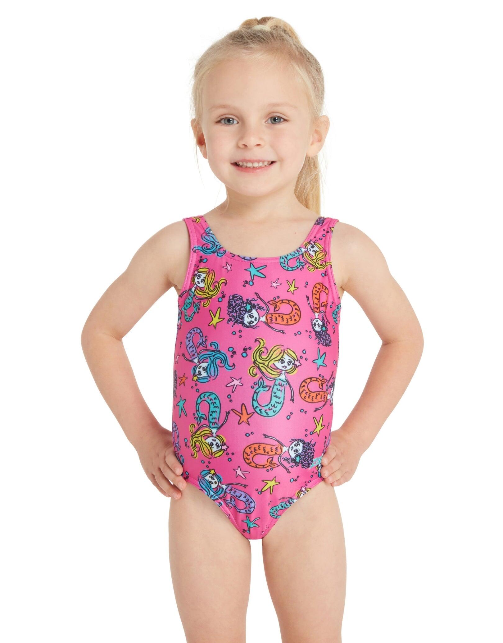 ZOGGS Zoggs Tots Girls Merry Maiden Scoopback Swimsuit - Pink/Multi