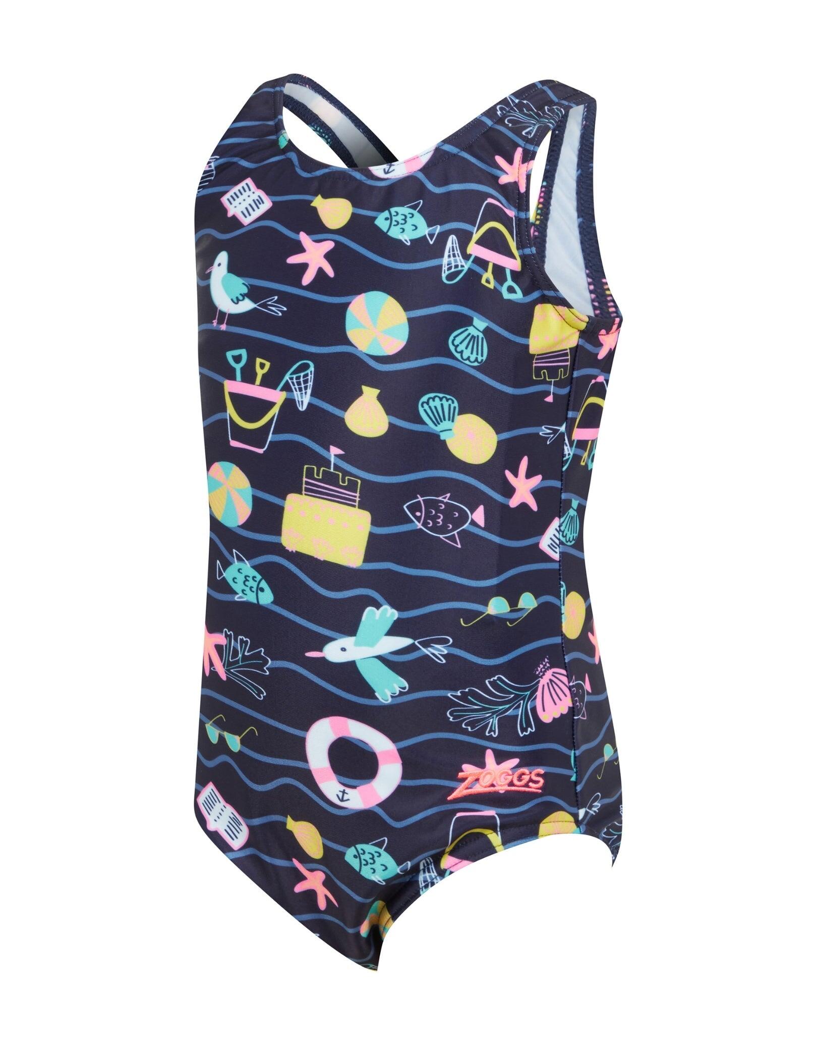 Zoggs Tots Girls Holly Day Scoopback Swimsuit - Navy/Multi 4/5
