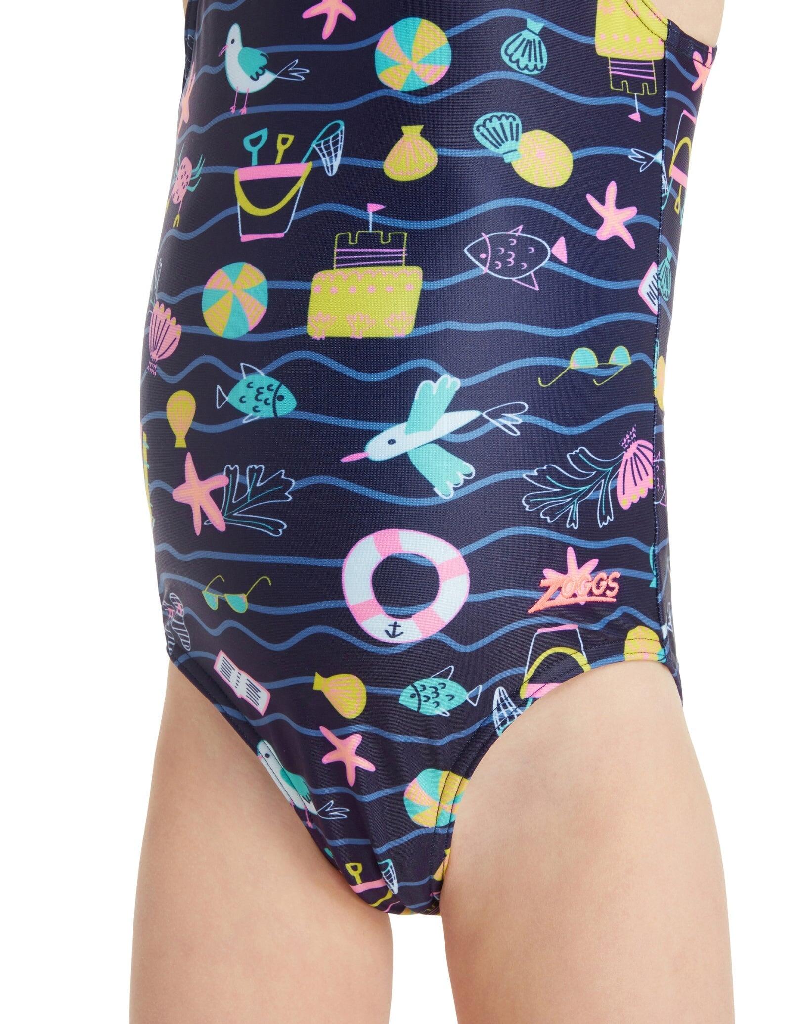 Zoggs Tots Girls Holly Day Scoopback Swimsuit - Navy/Multi 3/5