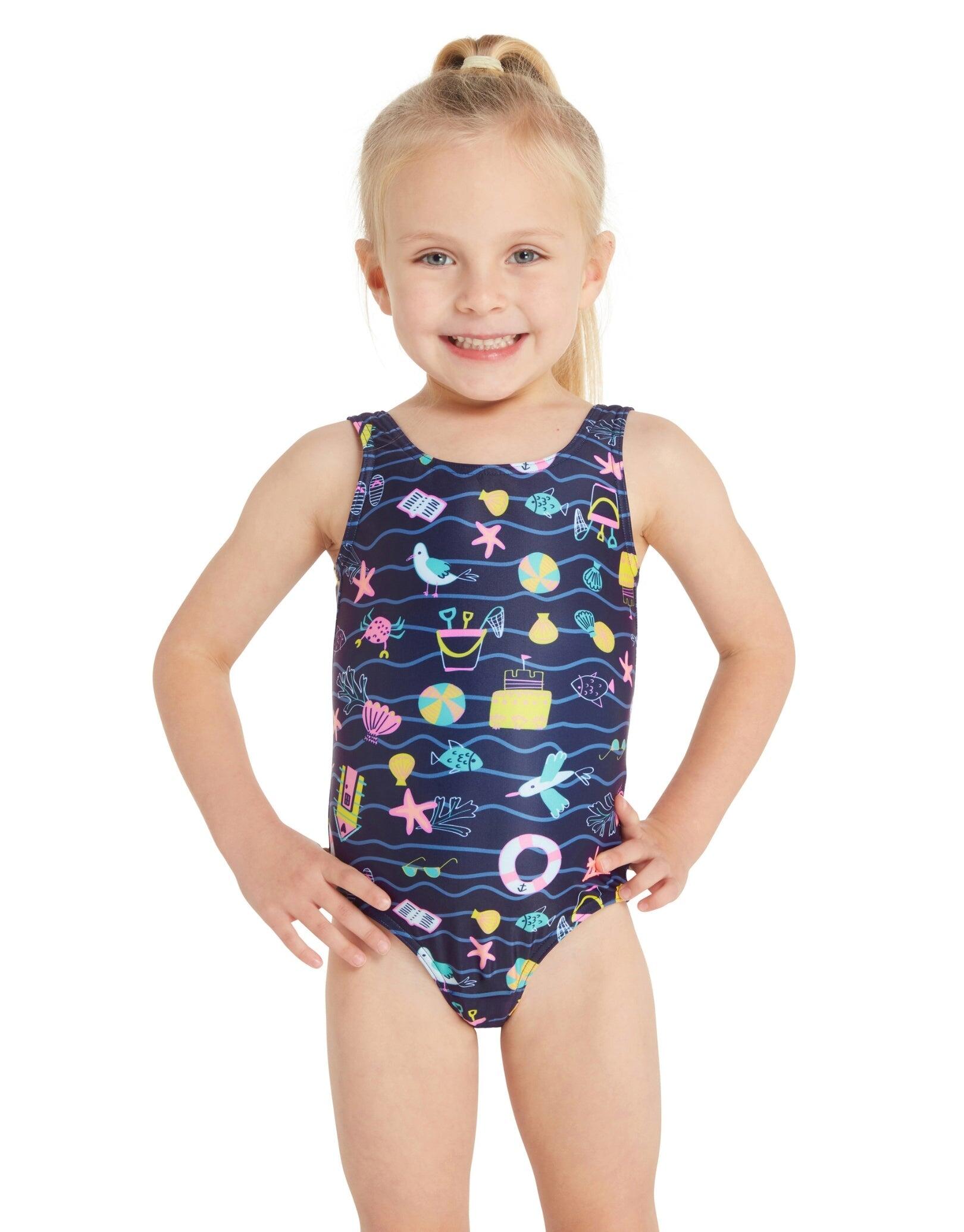 ZOGGS Zoggs Tots Girls Holly Day Scoopback Swimsuit - Navy/Multi