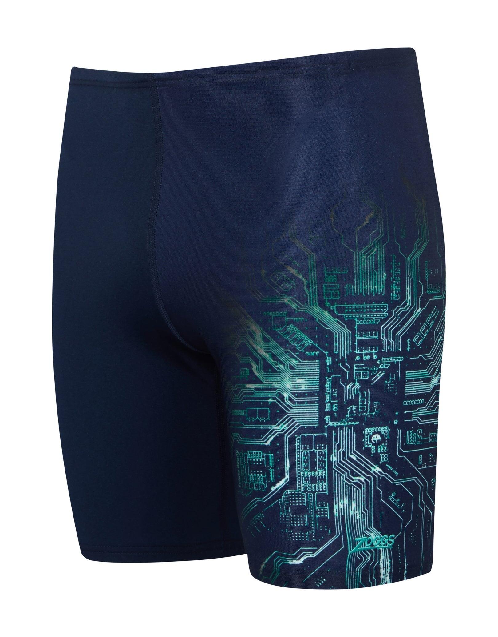 Zoggs Cortex Mid Swim Jammer - Navy/Green 4/5