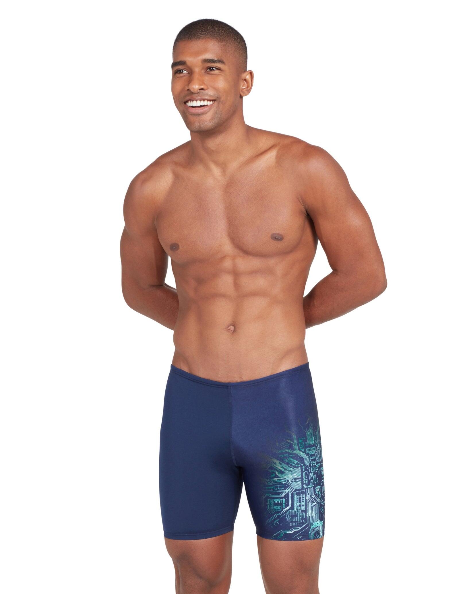 Zoggs Cortex Mid Swim Jammer - Navy/Green 1/5