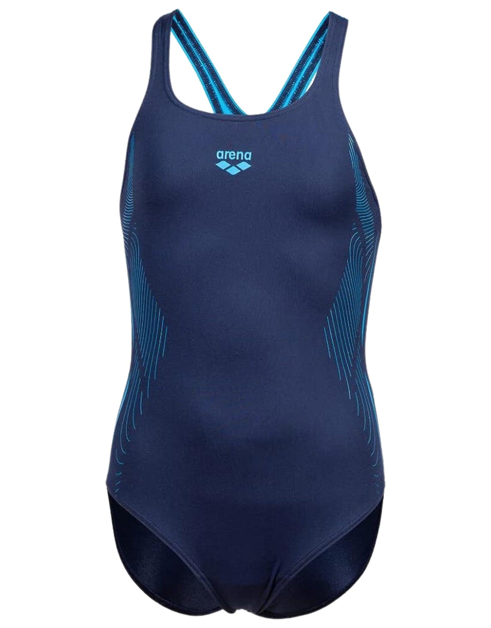 ARENA Arena Girls Pro Back Graphic Swimsuit - Navy/Turquoise