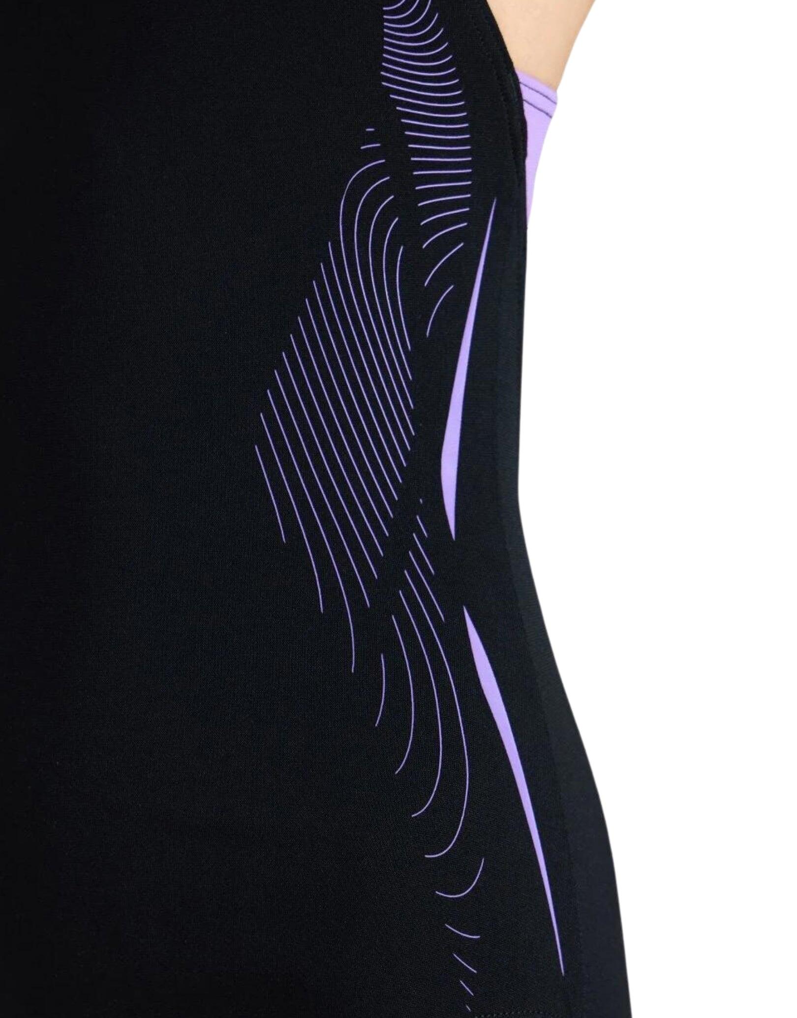 Arena Girls Pro Back Graphic Swimsuit - Black/Purple 5/5