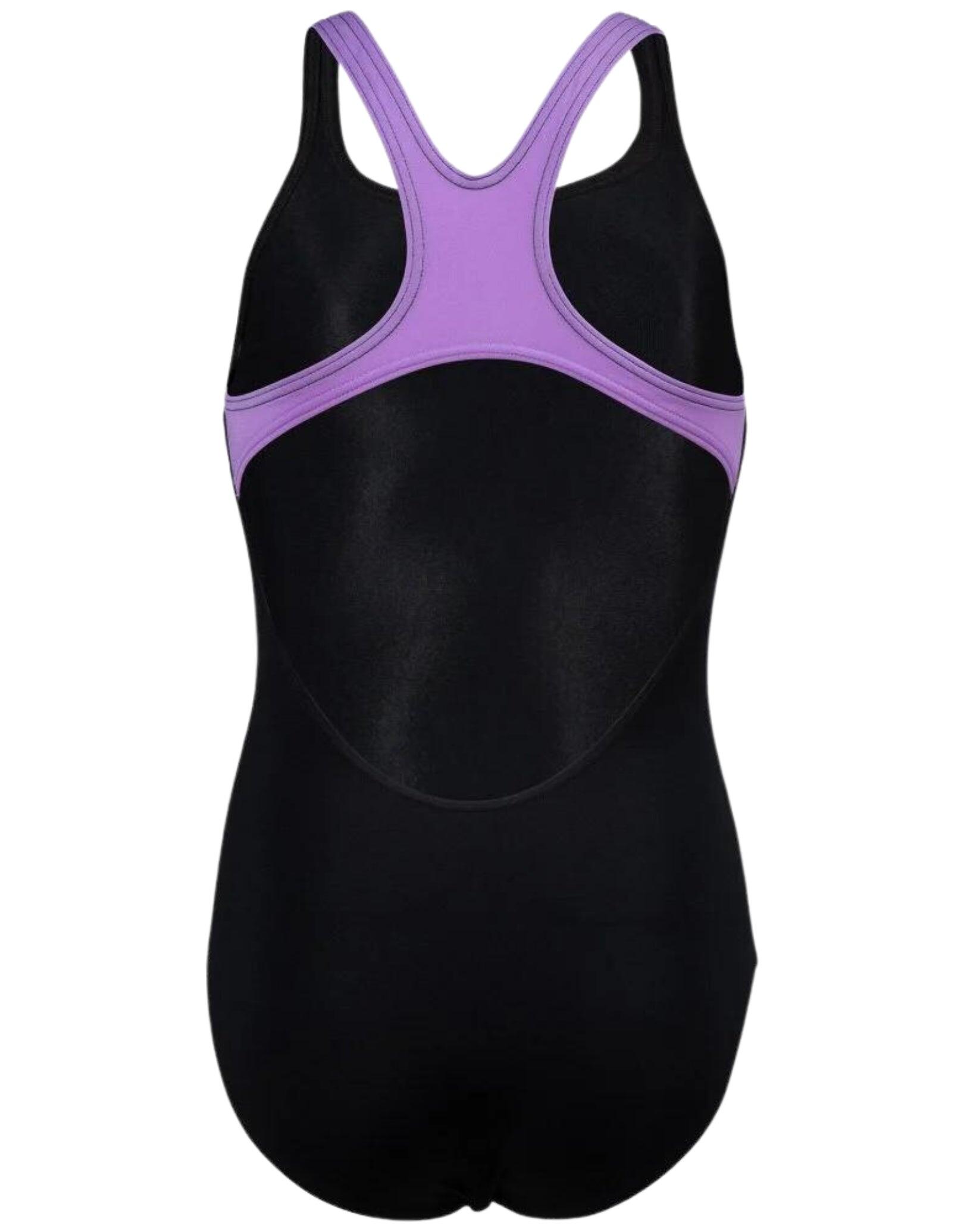 Arena Girls Pro Back Graphic Swimsuit - Black/Purple 2/5