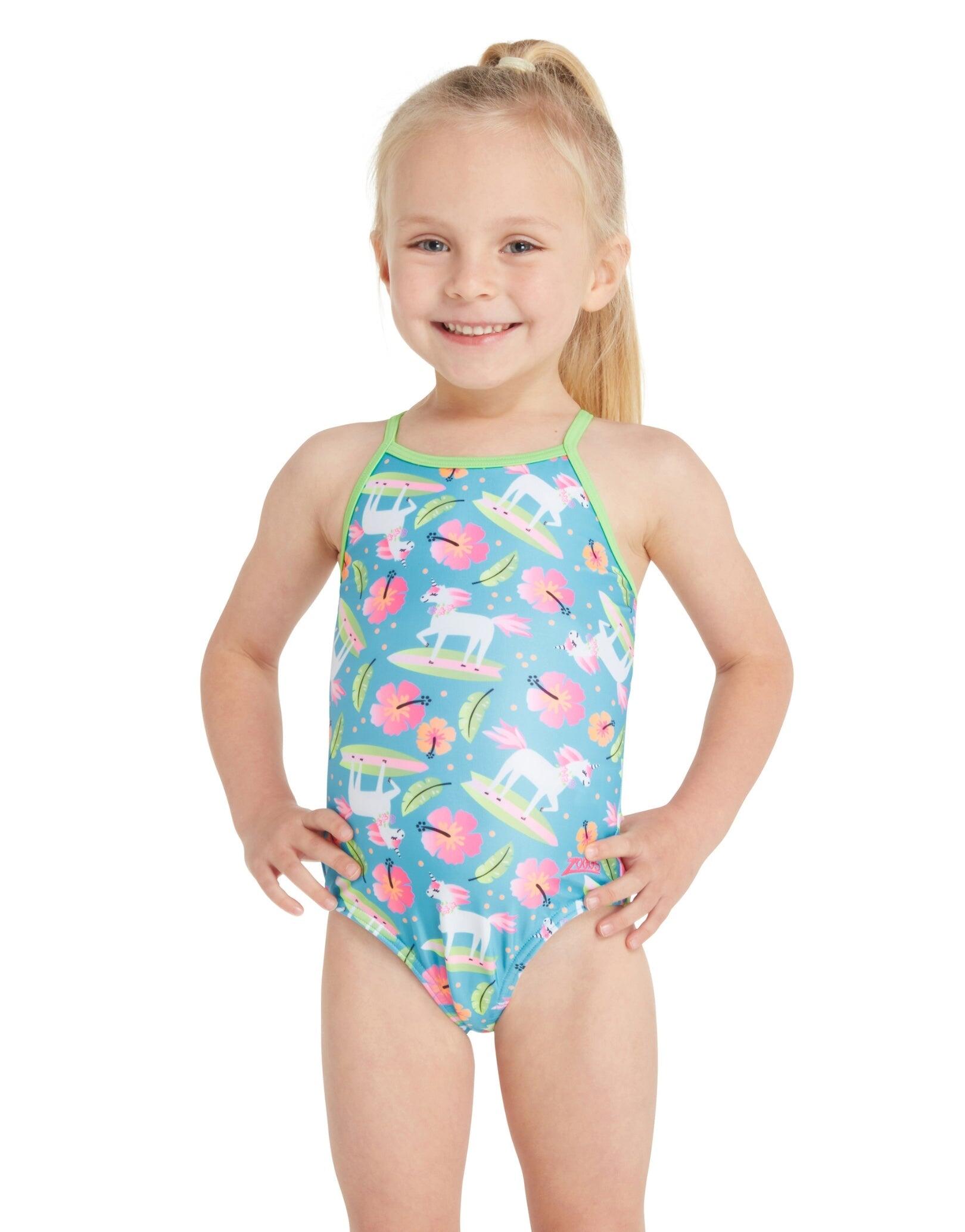 Zoggs Tots Girls Pegasus Crossback Swimsuit - Blue 1/5