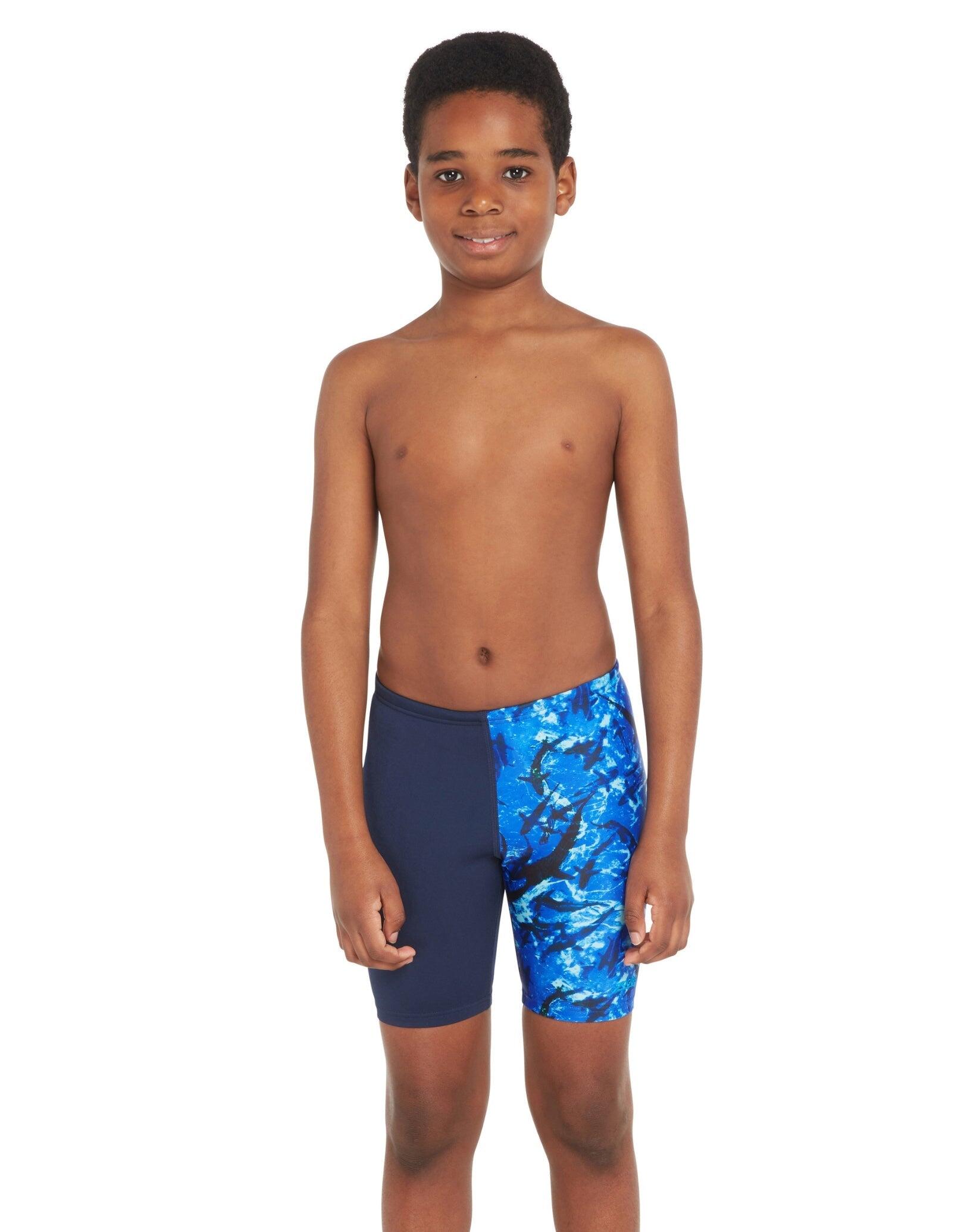 Zoggs Boys Abyss Mid Swim Jammer - Navy/Blue 1/5
